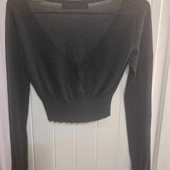Versace black V-neck knit cropped cardigan - Picture 2 of 5
